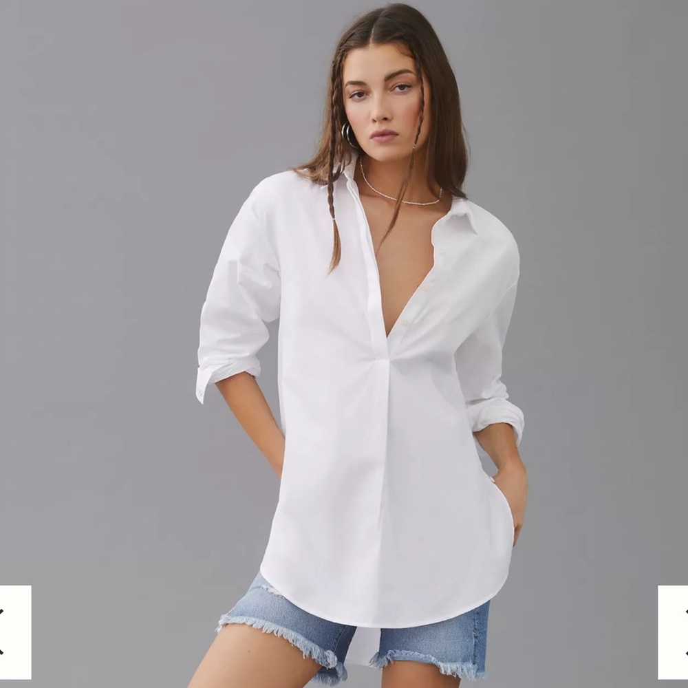 By Anthropologie Side-Button Tunic Blouse